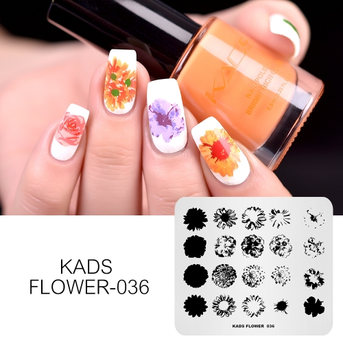 FLOWER 036 Nail Stamping Plate Overprint Flower