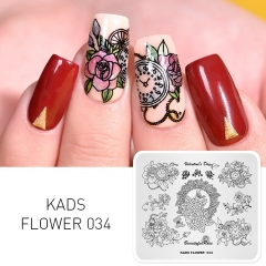 FLOWER 034 Nail Stamping Plate Clock Flower & Rose