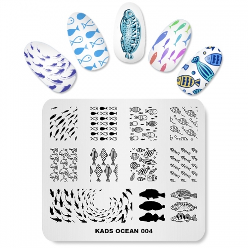 OCEAN 004 Nail Stamping Plate Ocean & Fish