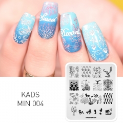 MIN 004 Nail Stamping Plate Ocean & Mermaid & Coral & Starfish & Drift Bottle