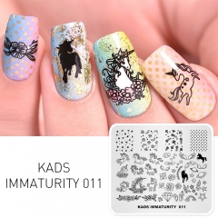 IMMATURITY 011 Nail Stamping Plate Unicorn & Crystal & Plant & Star