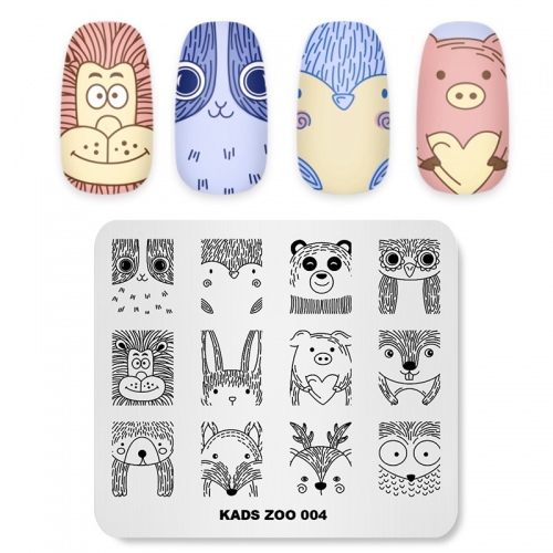 ZOO 004 Nail Stamping Plate Animals