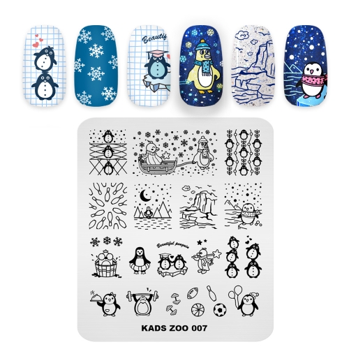 ZOO 007 Nail Stamping Plate Antarctic & Snowflake & Iceberg & Ball