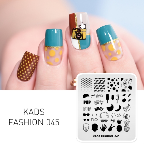 FASHION 045 Nail Stamping Plate Pop & Fruit