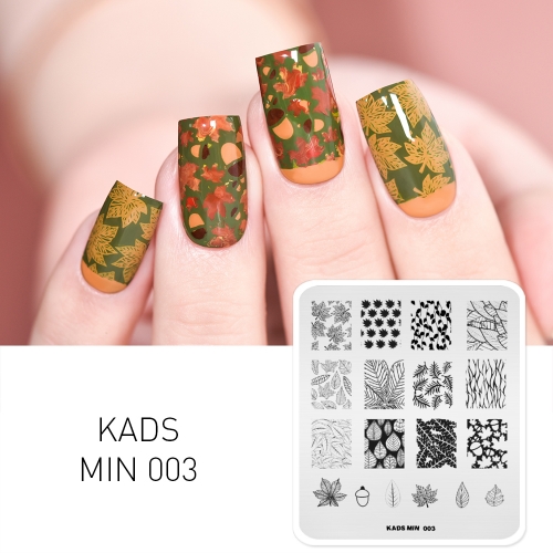 MIN 003 Nail Stamping Plate Leaf & Hazelnut