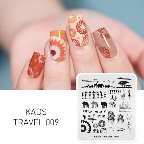 TRAVEL 009 Nail Stamping Plate Ancient Aboriginal Grassland Wild animals