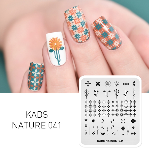 NATURE 041 Nail Stamping Plate Plaid Flower