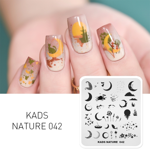 NATURE 042 Nail Stamping Plate Moon Star Boat Dream