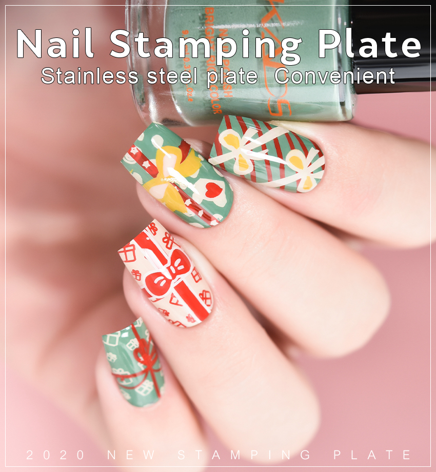 CHRISTMAS 016 Nail Stamping Plate Christmas Gift & Bow-knot ,CHRISTMAS ...