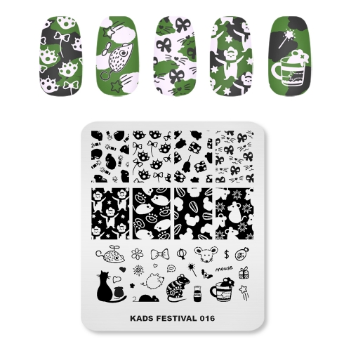 FESTIVAL 016 Nail Stamping Plate Festival Mouse New Year