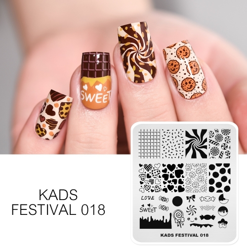 FESTIVAL 018 Nail Stamping Plate Festival Valentine's Day Chocolate Candy