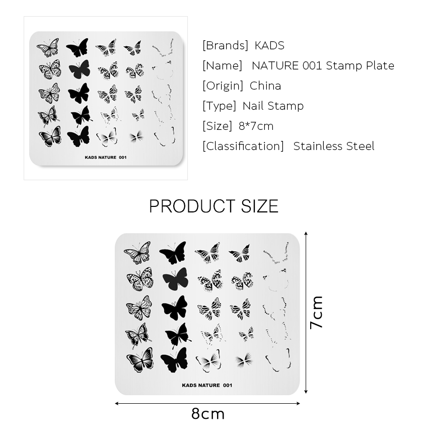 NATURE 001 Nail Stamping Plate Nature Butterfly ,NATURE Sale - KADS