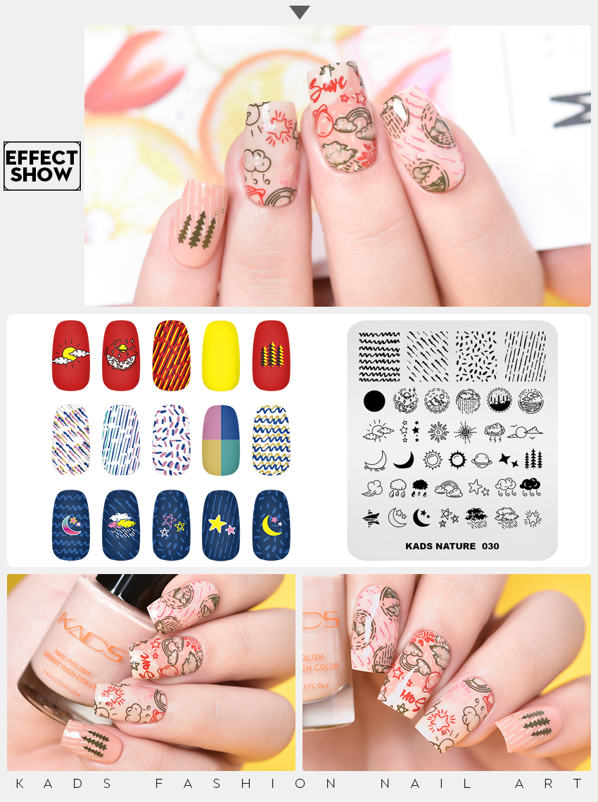NATURE 030 Nail Stamping Plate Nature Weather & Sun & Moon & Cloud ...