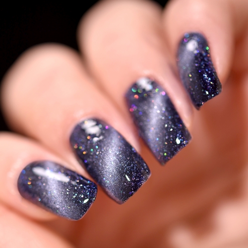 Starry Cat Eye Gel Nail Polish Space Blue & Glitters