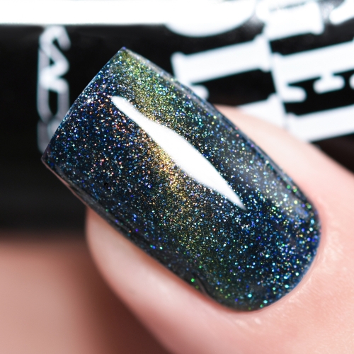 Laser Gel Nail Polish Dark Blue & Holographic Glitters