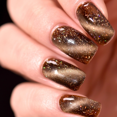 Starry Cat Eye Gel Nail Polish Coffee Brown & Glitters