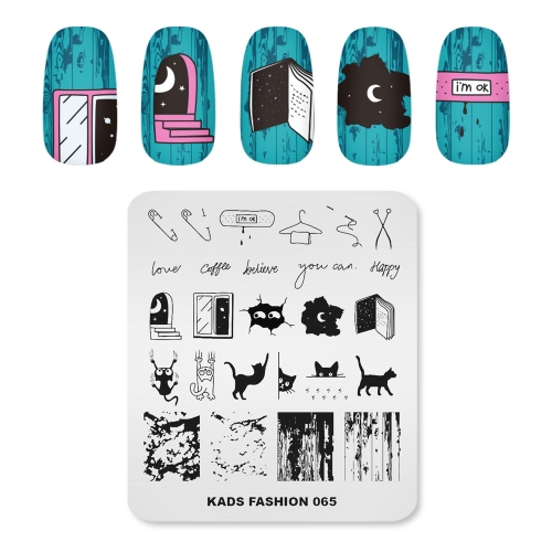 FASHION 065 Nail Stamping Plate Cat & Moon