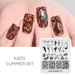 SUMMER 007 Nail Stamping Plate Leaf & Bird