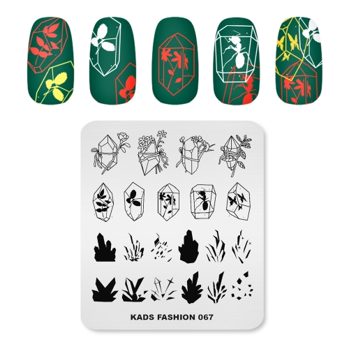 FASHION 067 Nail Stamping Plate Crystal & Amber & Flower