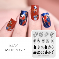 FASHION 067 Nail Stamping Plate Crystal & Amber & Flower
