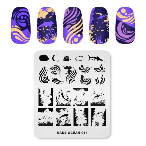 OCEAN 011 Nail Stamping Plate Shark & Mermaid