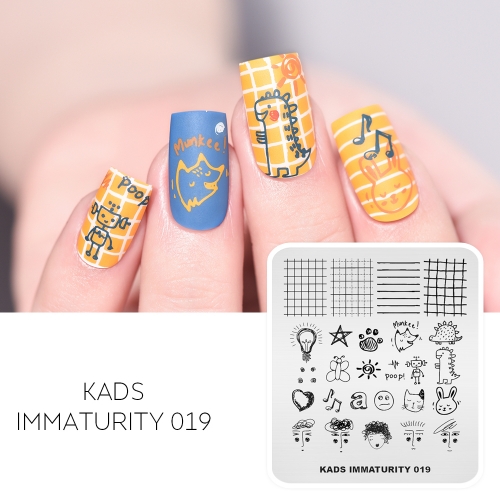 IMMATURITY 019 Nail Stamping Plate Cute Stick figure