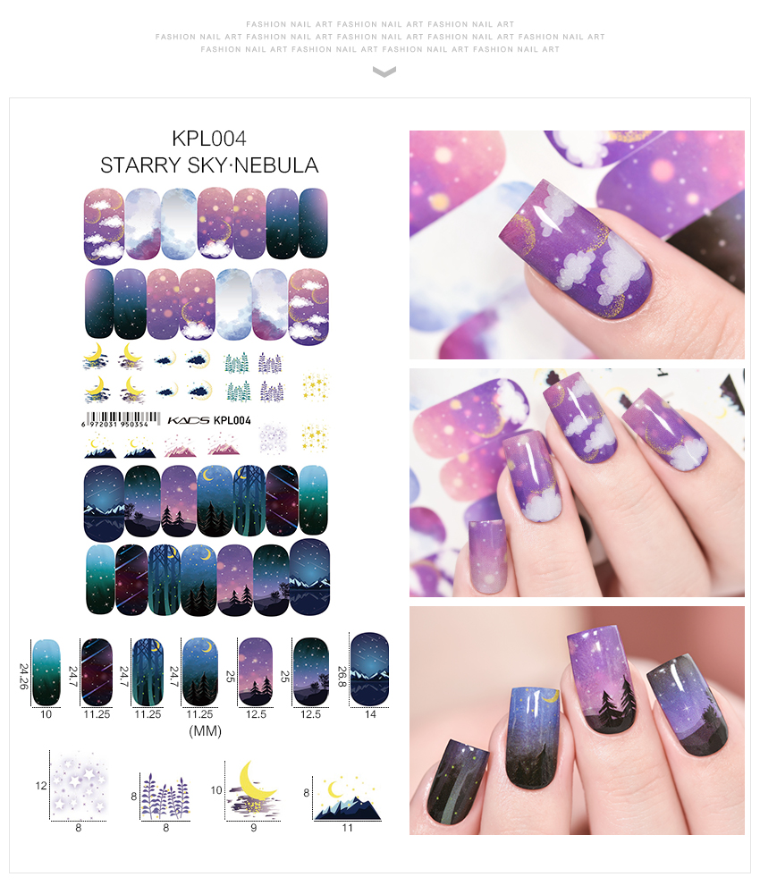 Water Transfer Nail Sticker Starry Sky & Nebula ,With White Backing ...