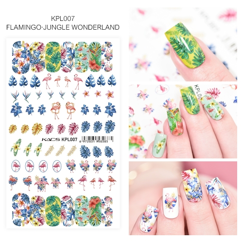 Water Transfer Nail Sticker Flamingo & Jungle wonderland