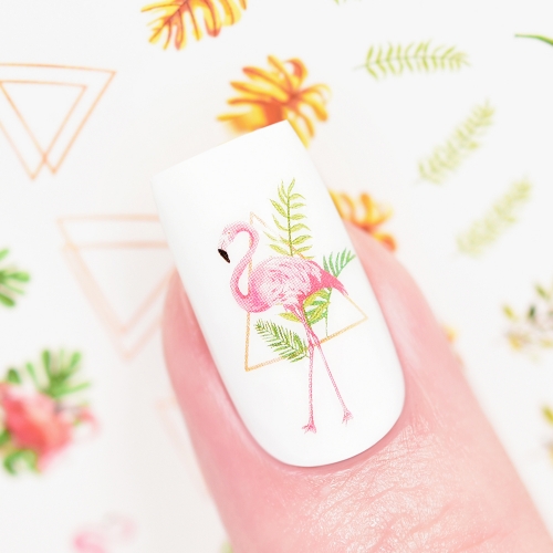 Water Transfer Nail Sticker Flamingo & Tropical Paradise