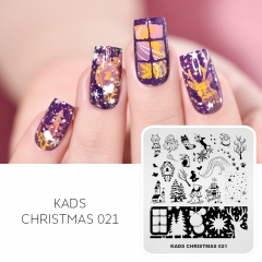 CHRISTMAS 021 Nail Stamping Plate Christmas Snowflake & Reindeer & Snowman & Animal