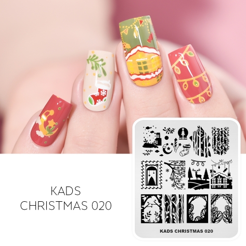 CHRISTMAS 020 Nail Stamping Plate Christmas Tree & House