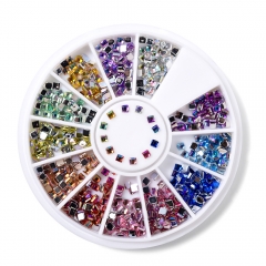 Square Shaped Nail Rhinestone 600Pcs/Box 12 Colors 200003