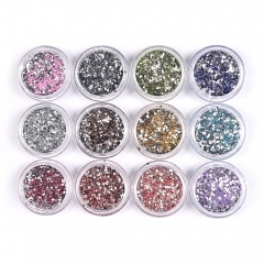 Silver Sequin Glitter Nail Powder Set 12Pcs 200031