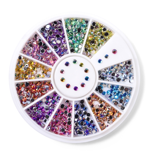 Round Nail Rhinestone 600Pcs/Box 12 Colors 200019