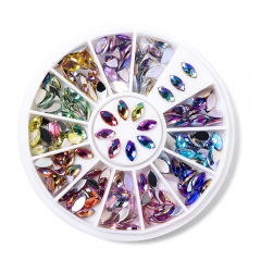 Leaf Shaped Nail Rhinestone 120Pcs/Box 12 Colors 200014