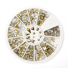 Gold Rivet Nail Rhinestone 12 Models 200040