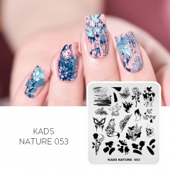 NATURE 053 Nail Stamping Plate Rose & Fox & Butterfly