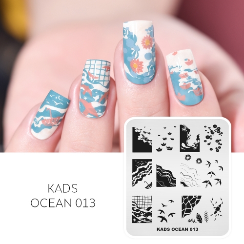 OCEAN 013 Nail Stamping Plate Boat & Wave