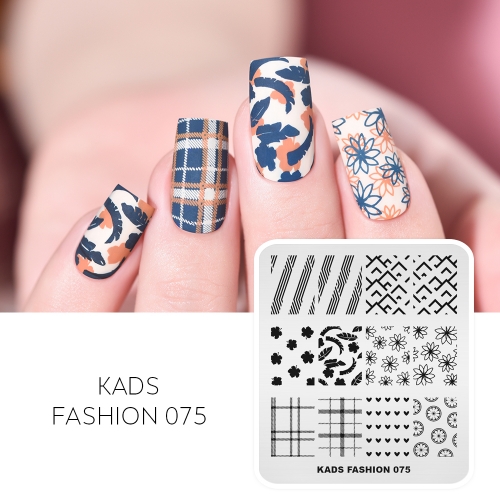 FASHION 075  Nail Stamping Plate Flower & Leaves & Heart
