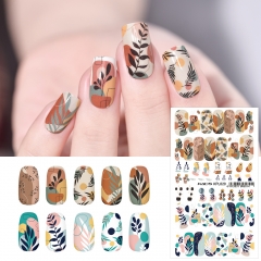 Water Transfer Nail Sticker Irregular Leaves & Patterns