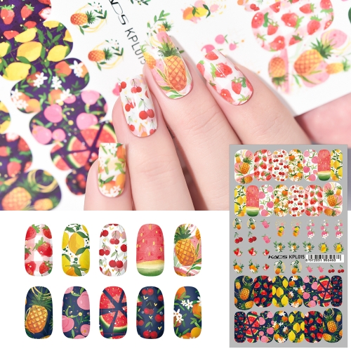 Water Transfer Nail Sticker Various Fruits Cherry & Orange & Watermelon & Pineapple