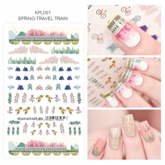 siyuwuro Water Transfer Nail Sticker Spring Travel & Train