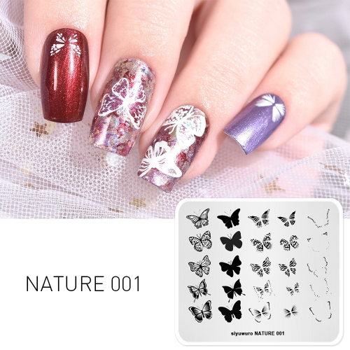 siyuwuro NATURE 001 Nail Stamping Plate Nature Butterfly