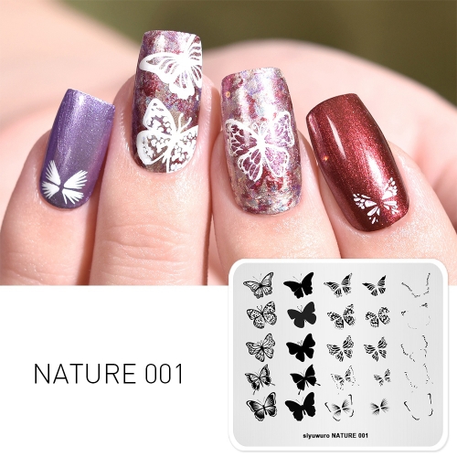 siyuwuro NATURE 001 Nail Stamping Plate Nature Butterfly