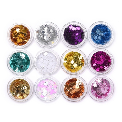 Snowflake Sequin Nail Powder Set 12Pcs 200062