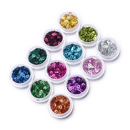 Round Flower Hollow Sequin Nail Powder Set 12Pcs 200064