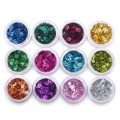 Round Flower Hollow Sequin Nail Powder Set 12Pcs 200064