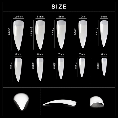 No Crease Big Stiletto Nail Tips 500008