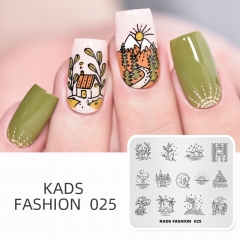 FASHION 025 Nail Stamping Plate House & Tree & Volcanic