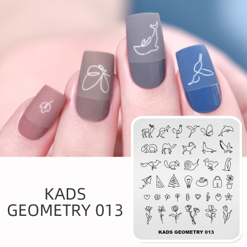 GEOMETRY 013 ネイルスタンププレート 幾何学動物と花模様